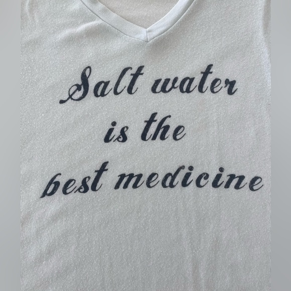 WILDFOX Salt Water is the Best Medicine Baggy Beach V-Neck Long Sleeve Top - Picture 8 of 13